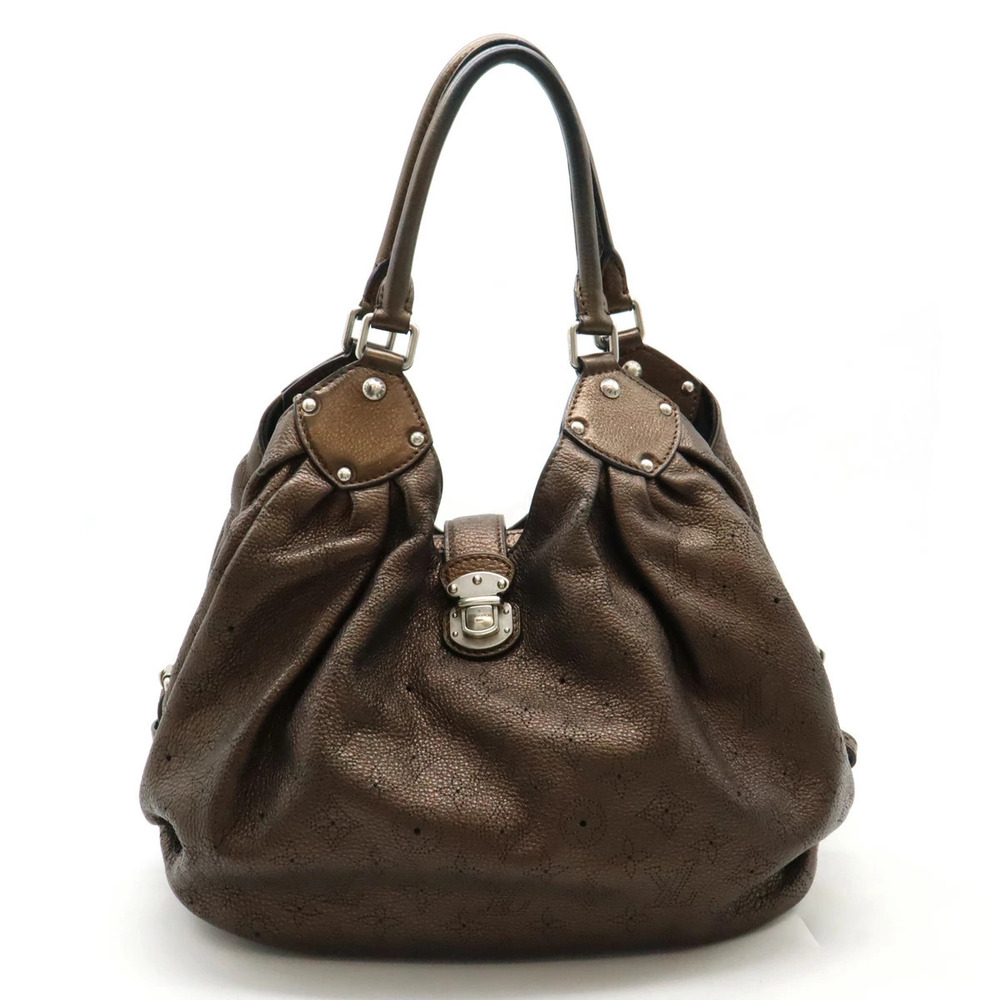 LOUIS VUITTON Monogram Mahina Tote Bag Shoulder Leather Moldore Metallic Brown